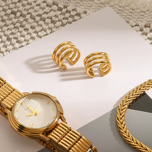 Wholesale Women's Stainless Steel Geometric Electroplated Ear Bone Clip Without Ear Hole Earrings