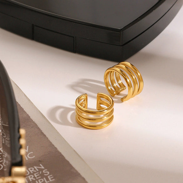 Wholesale Women's Stainless Steel Geometric Electroplated Ear Bone Clip Without Ear Hole Earrings