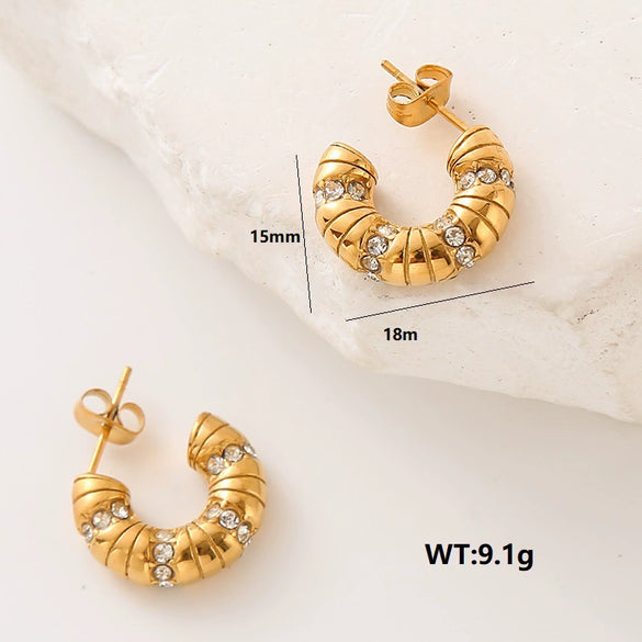 Wholesale Women's Stainless Steel Geometric Electroplated Earrings Light Luxury Elegant Niche Design