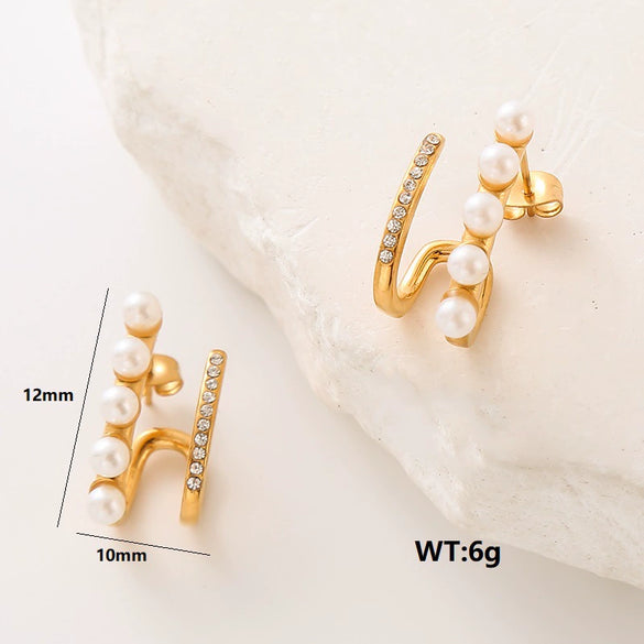 Wholesale Women's Stainless Steel Geometric Electroplated Earrings Light Luxury Elegant Niche Design