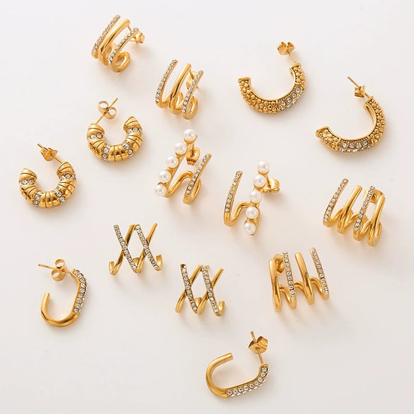 Wholesale Women's Stainless Steel Geometric Electroplated Earrings Light Luxury Elegant Niche Design