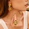 Wholesale Women's Stainless Steel Geometric Electroplated Flower Eardrop Earrings Accessories