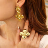 Wholesale Women's Stainless Steel Geometric Electroplated Flower Eardrop Earrings Accessories