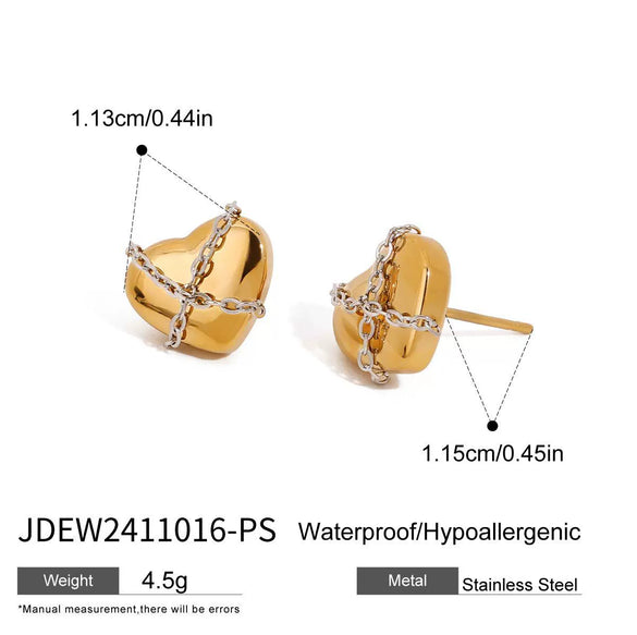 Wholesale Women's Stainless Steel Geometric Electroplated Love Matching Chain Earrings Jewelry