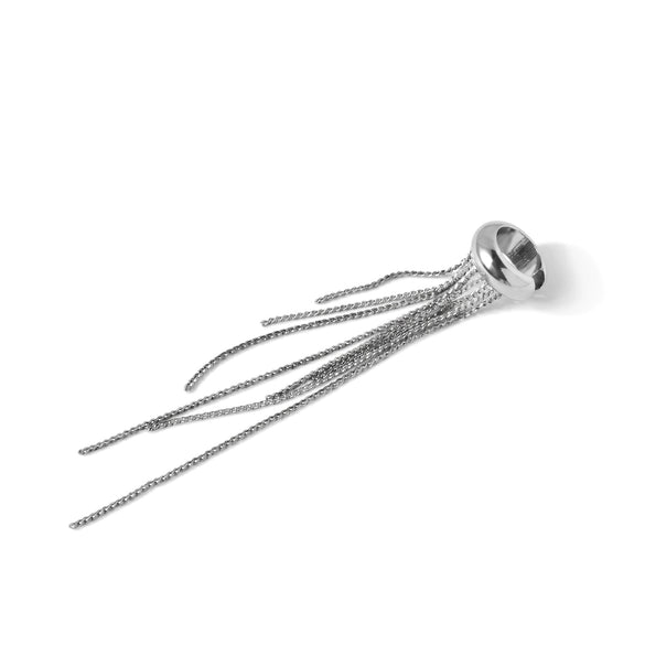 Wholesale Women's Stainless Steel Geometric Electroplated Nonpierced Multichain Tassel Ear Clips