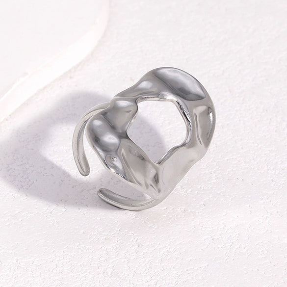 Wholesale Women's Stainless Steel Geometric Electroplated Open Ring Jewelry Simple Niche Light Luxury Style