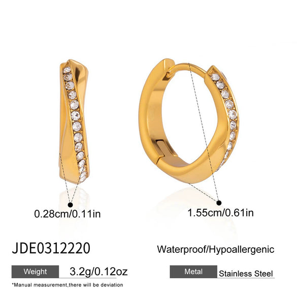 Wholesale Women's Stainless Steel Geometric Electroplated Rhinestone Earrings