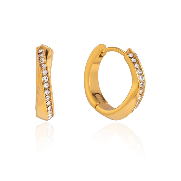 Wholesale Women's Stainless Steel Geometric Electroplated Rhinestone Earrings