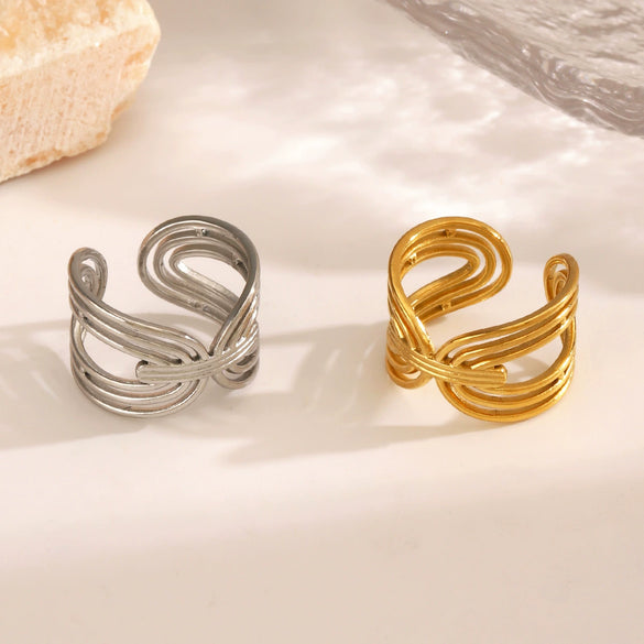 Wholesale Women's Stainless Steel Geometric Electroplated Ring