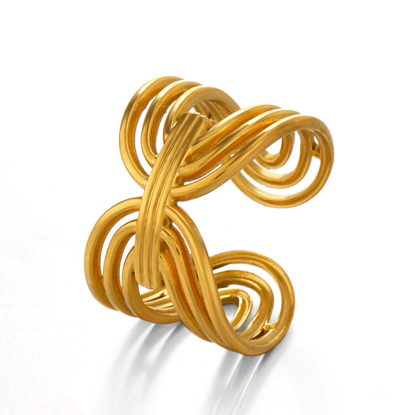 Wholesale Women's Stainless Steel Geometric Electroplated Ring
