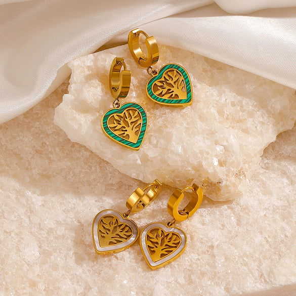 Wholesale Women's Stainless Steel Geometric Electroplating Tree Of Life Fashion Retro Earrings