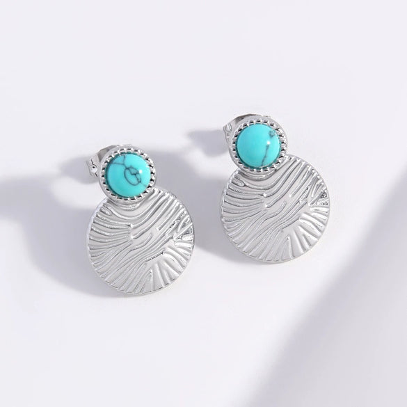 Wholesale Women's Stainless Steel Geometric Exaggerated Metal Earrings With Electroplating