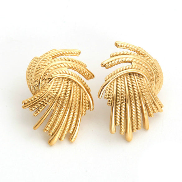 Wholesale Women's Stainless Steel Geometric Exaggerated Metal Earrings With Electroplating