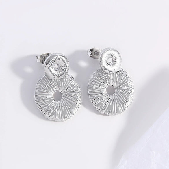 Wholesale Women's Stainless Steel Geometric Exaggerated Metal Earrings With Electroplating