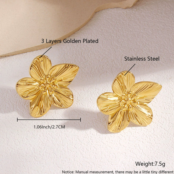 Wholesale Women's Stainless Steel Geometric Exaggerated Metal Earrings With Electroplating