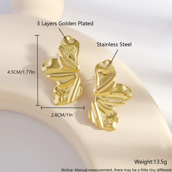 Wholesale Women's Stainless Steel Geometric Exaggerated Metal Earrings With Electroplating