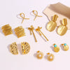 Wholesale Women's Stainless Steel Geometric Exaggerated Metal Earrings With Electroplating