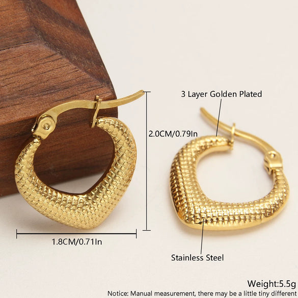Wholesale Women's Stainless Steel Geometric Exaggerated Metal Earrings With Electroplating