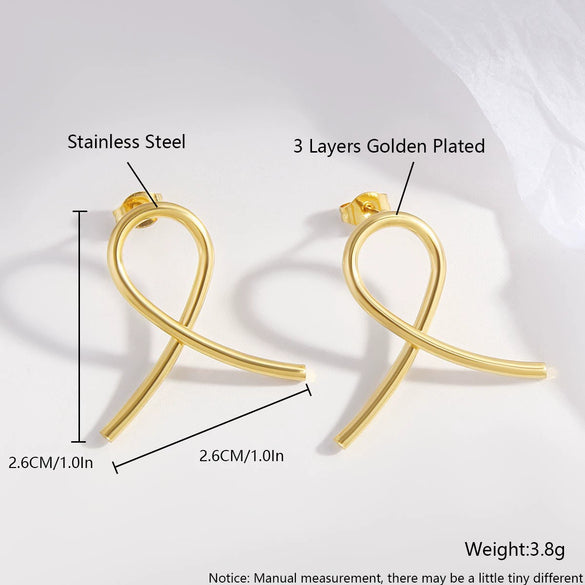 Wholesale Women's Stainless Steel Geometric Exaggerated Metal Earrings With Electroplating