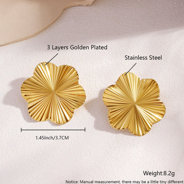 Wholesale Women's Stainless Steel Geometric Exaggerated Metal Earrings With Electroplating