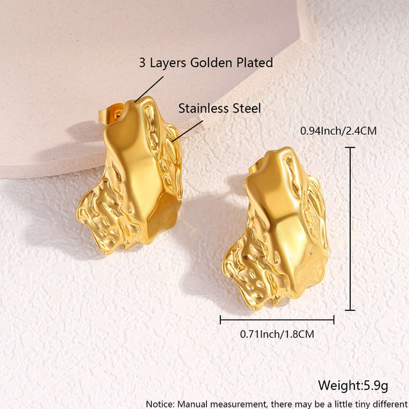 Wholesale Women's Stainless Steel Geometric Exaggerated Metal Earrings With Electroplating