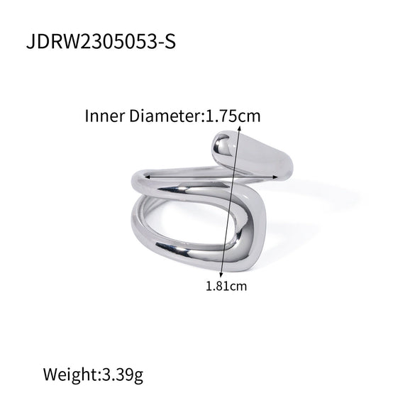 Wholesale Women's Stainless Steel Geometric Exaggerated Opening Ring With Electroplating