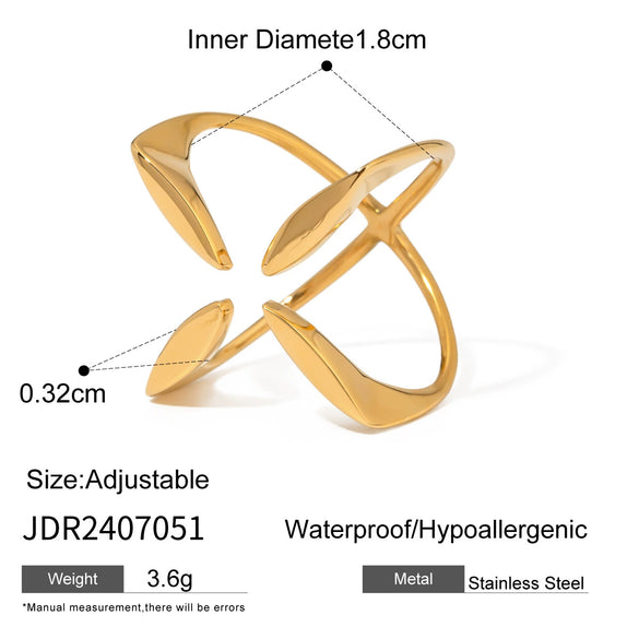 Wholesale Women's Stainless Steel Geometric Exaggerated Opening Ring With Electroplating