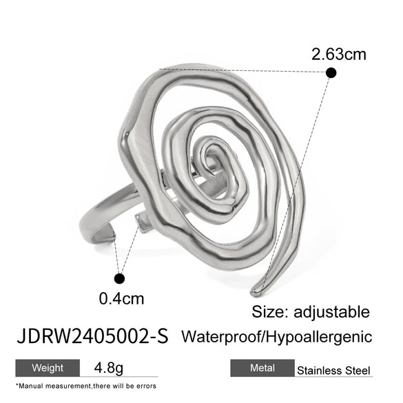 Wholesale Women's Stainless Steel Geometric Exaggerated Opening Ring With Electroplating