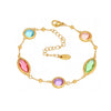 Wholesale Women's 316L Stainless Steel Geometric Faceted Glass Bead Bracelet Electroplated Hand Jewelry