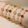 Wholesale Women's 316L Stainless Steel Geometric Faceted Glass Bead Bracelet Electroplated Hand Jewelry