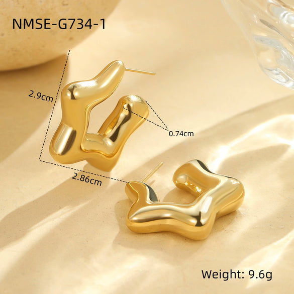 Wholesale Women's Stainless Steel Geometric Fashion Earrings With Electroplating Treatment