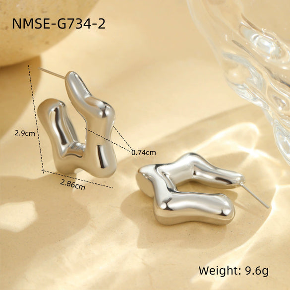 Wholesale Women's Stainless Steel Geometric Fashion Earrings With Electroplating Treatment