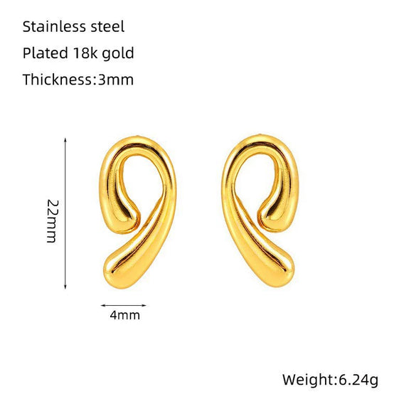 Wholesale Women's Stainless Steel Geometric Fashion Luxury Electroplated Comma Earrings