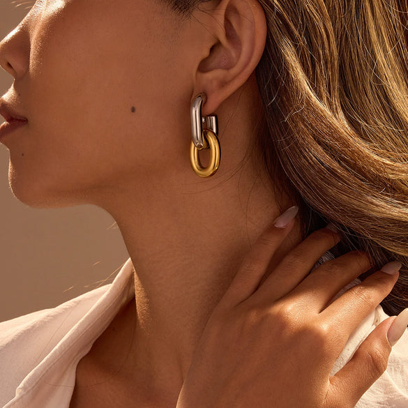 Wholesale Women's Stainless Steel Geometric Fashion Retro Electroplated Earrings