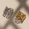 Wholesale Women's 316L Stainless Steel Geometric Fashion Ring With 18K Real Gold Electroplating