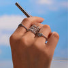 Wholesale Women's 316L Stainless Steel Geometric Fashion Ring With 18K Real Gold Electroplating