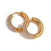 Wholesale Women's Stainless Steel Geometric Fashion Simple Niche Versatile Popular Earrings 18K Gold Plated Semiinlaid Zircon