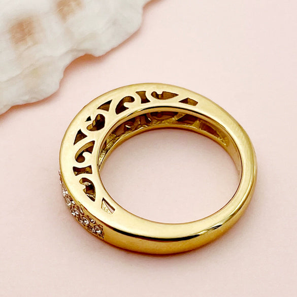 Wholesale Women's Stainless Steel Geometric Fashionable Electroplated Zircon Ring