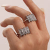 Wholesale Women's Stainless Steel Geometric Ferris Wheel Inlaid With White Zircon Electroplated Asymmetrical Open Ring Retro Hand Jewelry