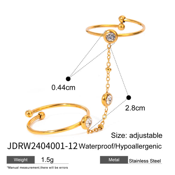 Wholesale Women's Stainless Steel Geometric Fingertip Ring Jewelry Set With Electroplating