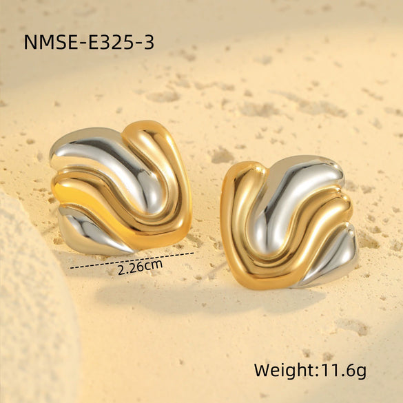 Wholesale Women's Stainless Steel Geometric Fivepointed Star Love Earrings Electroplated Light Luxury Nonfading