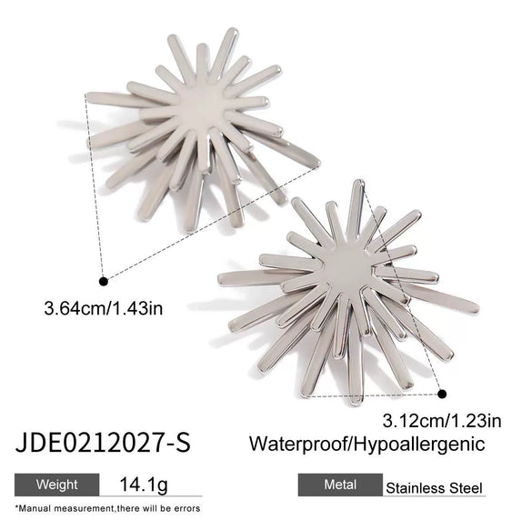 Wholesale Women's Stainless Steel Geometric Flower Exaggerated Smooth Electroplated Earrings