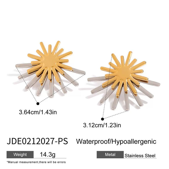 Wholesale Women's Stainless Steel Geometric Flower Exaggerated Smooth Electroplated Earrings