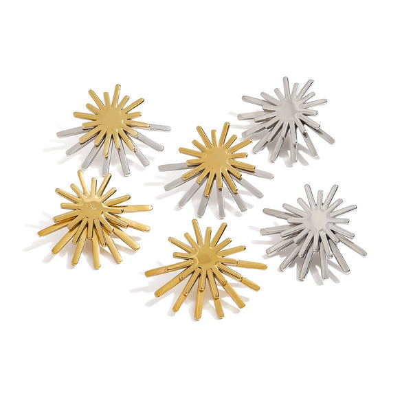 Wholesale Women's Stainless Steel Geometric Flower Exaggerated Smooth Electroplated Earrings