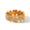 Wholesale Women's Stainless Steel Geometric Flower Rhinestone Electroplated Ring Fashionable Accessory