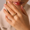 Wholesale Women's Stainless Steel Geometric Flower Rhinestone Electroplated Ring Fashionable Accessory