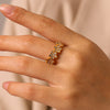 Wholesale Women's Stainless Steel Geometric Flower Rhinestone Electroplated Ring Fashionable Accessory