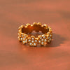 Wholesale Women's Stainless Steel Geometric Flower Rhinestone Electroplated Ring Fashionable Accessory