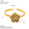 Wholesale Women's Stainless Steel Geometric Four Leaf Clover Branch Real Gold Plated Adjustable Open Ring Fashion Jewelry