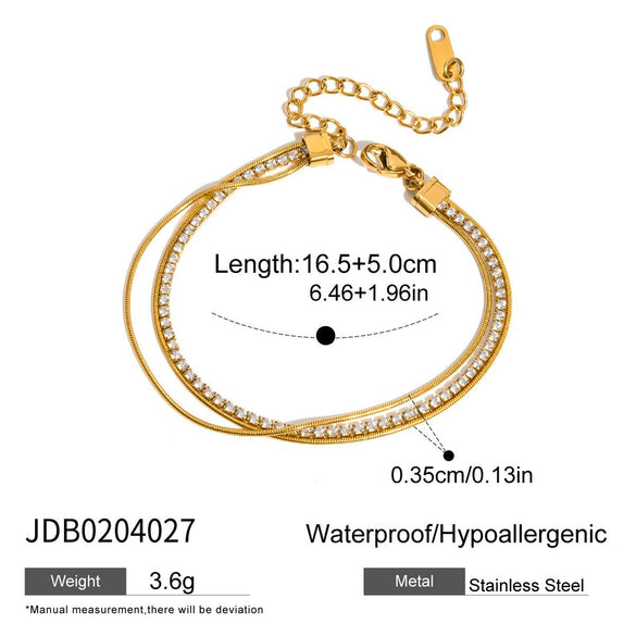 Wholesale Women's Stainless Steel Geometric French Retro Electroplated Bracelet Jewelry With White Zirconium